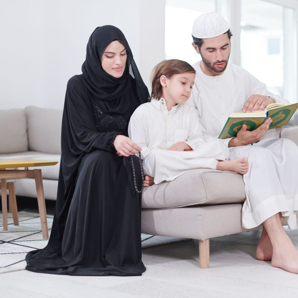 Kids learning quran with parents